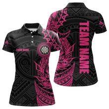 Load image into Gallery viewer, Personalized Pink Black Tribal Darts Polo &amp; Quarter Zip Custom Dart Shirts For Women Dart Jerseys TDM3700