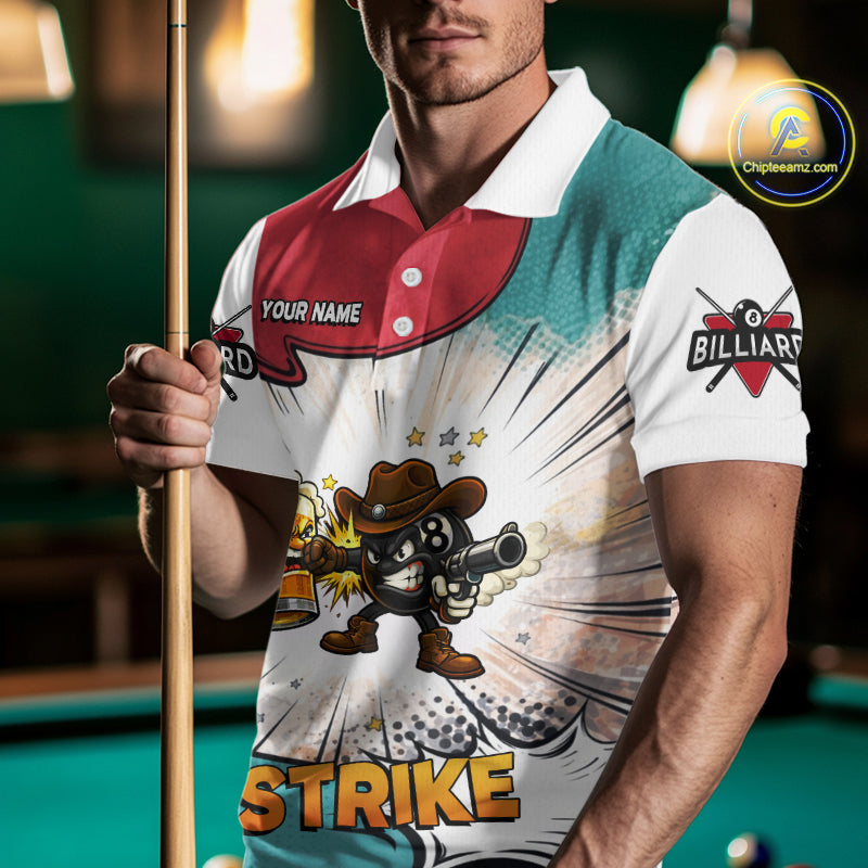 Funny Beer 8 Ball Pool Billiard Shirt For Men Custom Billiard Team Jersey Polo & 1/4 Zip TDM6052