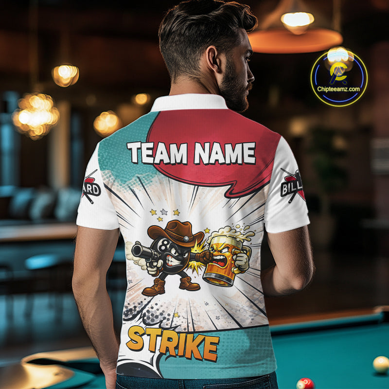 Funny Beer 8 Ball Pool Billiard Shirt For Men Custom Billiard Team Jersey Polo & 1/4 Zip TDM6052