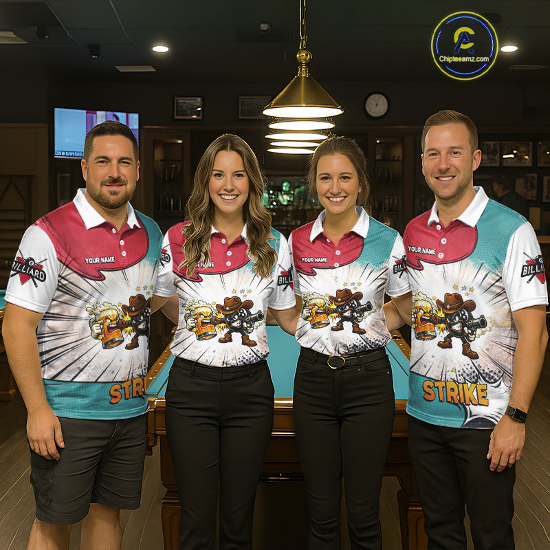 Funny Beer 8 Ball Pool Billiard Shirt For Men Custom Billiard Team Jersey Polo & 1/4 Zip TDM6052