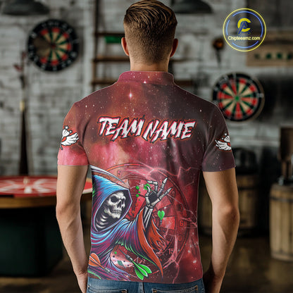 Grim Reaper Red Galaxy Funny Dart Shirts For Men Custom Darts Jerseys Outfit, Darts Gifts TDM3880