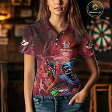 Load image into Gallery viewer, Death Skeleton Red Galaxy Funny Dart Shirts For Women Custom Darts Jerseys Outfit, Darts Gifts TDM3880