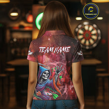 Load image into Gallery viewer, Death Skeleton Red Galaxy Funny Dart Shirts For Women Custom Darts Jerseys Outfit, Darts Gifts TDM3880