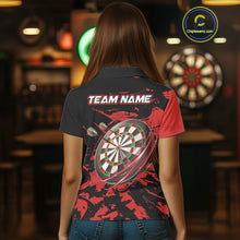 Load image into Gallery viewer, Personalized Black And Red Splash Dart Polo &amp; Quarter Zip Custom Dart Shirt For Women Darts Jersey TDM4168