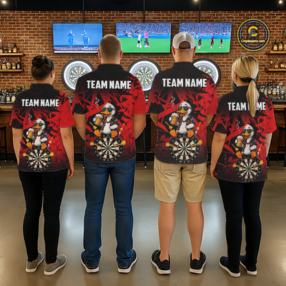 Personalized Red Funny Duck Beer Darts Shirts For Women Custom Darts Team Jersey, Darts Gift TDM7195
