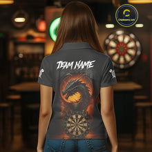 Load image into Gallery viewer, Personalized Black Grey Dragon Darts Shirt For Women Custom Fire Dart Jersey Team Polo &amp; 1/4 Zip TDM5179