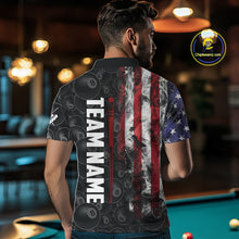 Load image into Gallery viewer, Personalized Smoke American Flag 8 Ball Billiard Shirts For Men Custom Patriotic Pool Team Jerseys TDM5430