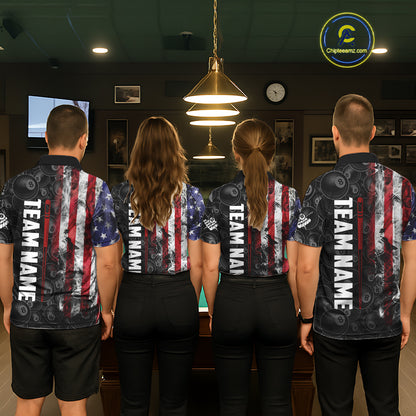 Personalized Smoke American Flag 8 Ball Billiard Shirts For Women Custom Patriotic Pool Team Jerseys TDM5430