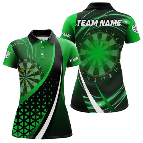 Black Green Lights Dart Polo, 1/4 Zip Custom Dart Shirt For Women Dart Jersey TDM3546