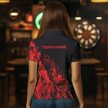 Load image into Gallery viewer, Red And Black Dartboard Fire Flame Darts Polo &amp; Quarter Zip Custom Dart Shirt For Women Dart Jerseys TDM3707