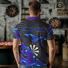 Load image into Gallery viewer, Custom Black Purple Tribal Flame Darts Polo Shirt For Men, Personalized Darts Team Jerseys TDM1429
