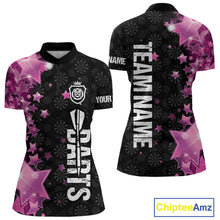 Load image into Gallery viewer, Pink And Black Custom Star Dart Shirts For Women, Glowing Dart Jerseys Funny Darts Team Shirts TDM3884