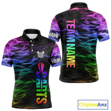Load image into Gallery viewer, Custom Rainbow Smoke Darts Shirt For Men, Darts Team Jersey Pocket Option TDM3886