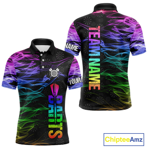 Custom Rainbow Smoke Darts Shirt For Men, Darts Team Jersey Pocket Option TDM3886