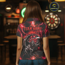 Load image into Gallery viewer, Red Grim Reaper Darts Shirt With Pocket Option For Women Custom Darts Jersey TDM3967