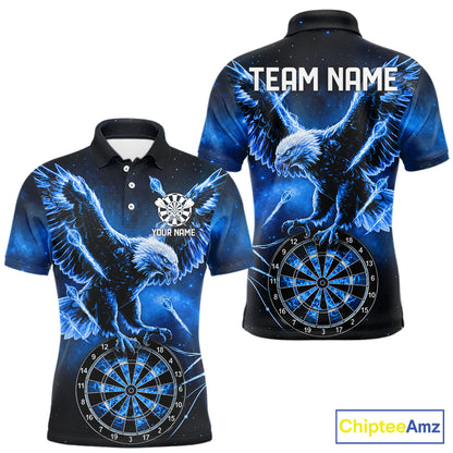 Personalized Blue Dartboard Galaxy Eagle Darts Shirt For Men, Darts Team Jersey Polo & 1/4 Zip TDM6484