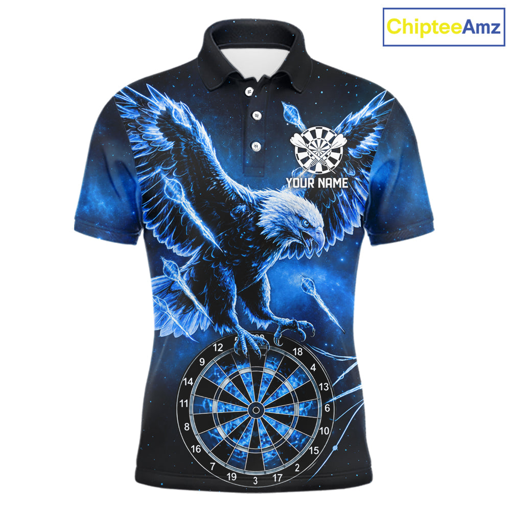 Personalized Blue Dartboard Galaxy Eagle Darts Shirt For Men, Darts Team Jersey Polo & 1/4 Zip TDM6484