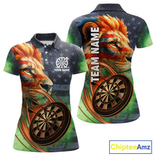 Load image into Gallery viewer, Personalized American Flag Lion Dart Shirts For Women Custom Grunge Patriotic Darts Team Jerseys TDM4170