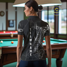 Load image into Gallery viewer, White Skeleton Custom Black Grunge Billiard Shirts For Women, Funny Billiard Jerseys Short Sleeve TDM2723