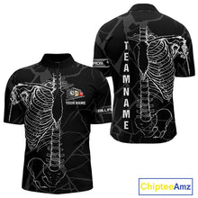 Load image into Gallery viewer, White Skeleton Custom Black Grunge Billiard Shirts For Men, Funny Billiard Jerseys Short Sleeve TDM2723