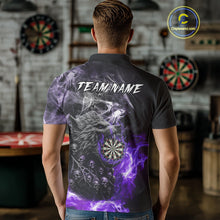 Load image into Gallery viewer, Personalized Wolf And Skull Smoke Purple Mens Dart Shirts Custom Dart Jerseys Team Polo &amp; 1/4 Zip TDM5184