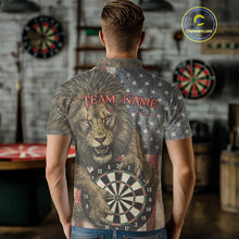 Load image into Gallery viewer, Personalized Vintage American Flag Lion Darts Shirt For Men, Patriotic Dart Team Jerseys TDM5188