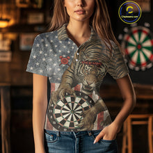 Load image into Gallery viewer, Personalized Vintage American Flag Tiger Darts Shirt For Women, Patriotic Dart Team Jerseys TDM5189