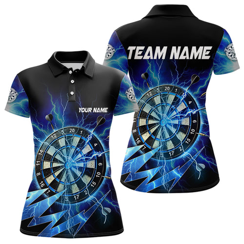 Blue Dartboard Storm Lightning Dart Shirts For Women Custom Dart Jerseys TDM3553