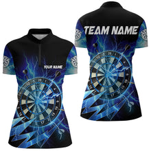 Load image into Gallery viewer, Blue Dartboard Storm Lightning Dart Shirts For Women Custom Dart Jerseys TDM3553