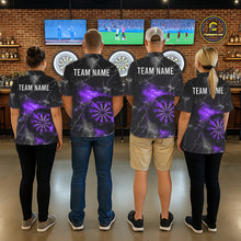 Load image into Gallery viewer, Custom Lightning Flame Purple Dart Shirt For Women, Darts Jersey Pocket Option TDM5914