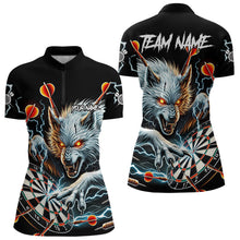 Load image into Gallery viewer, Personalized Wolf Thunder Lightning Darts Polo, Quarter Zip Custom Dart Shirts For Women Darts Jersey TDM3710
