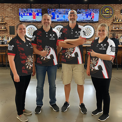 Personalized Darts Polo & Quater Zip For Men Custom Darts Tournament Team Jersey |Red TDM6067