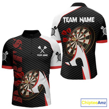 Load image into Gallery viewer, Personalized Darts Polo &amp; Quater Zip For Men Custom Darts Tournament Team Jersey |Red TDM6067
