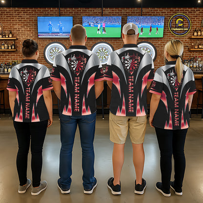 Personalized Crown Darts Shirt For Men Custom Darts Tournament Jersey Team Polo & 1/4 Zip |Red TDM6315