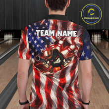 Load image into Gallery viewer, Glowing American Flag Funny Bowling Shirt For Men Custom Patriotic Bowling Jersey Polo &amp; 1/4 Zip TDM6319