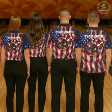 Load image into Gallery viewer, Glowing American Flag Funny Bowling Shirt For Men Custom Patriotic Bowling Jersey Polo &amp; 1/4 Zip TDM6319