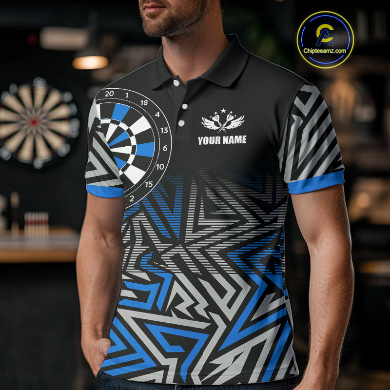Personalized Darts Heartbeat Zig-Zag Pattern Custom Dart Shirts For Men, Dart Team Jersey|Blue TDM3984
