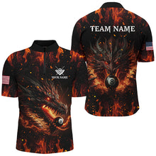 Load image into Gallery viewer, Personalized Dragon 8 Ball Pool Fire Flame Men Polo &amp; Quarter-Zip Shirts, Unique Billiard Attire TDM2008