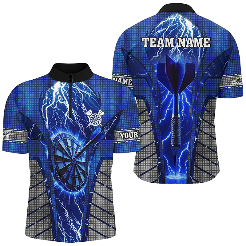 Personalized Blue Dartboard Thunder Lightning Darts Shirts For Men, Team League Darts Jerseys TDM2215