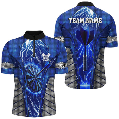 Personalized Blue Dartboard Thunder Lightning Darts Shirts For Men, Team League Darts Jerseys TDM2215