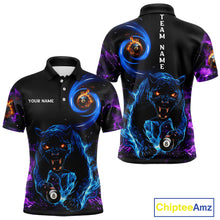 Load image into Gallery viewer, Personalized Blue Purple  Flaming 3D Panther Billiard Shirts For Men, Cool Team Billiard Jerseys TDM5196