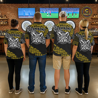 Custom Darts Shirt For Women Personalized Zig-Zag Pattern Dart Jersey, Cool Dart Team Shirts|Yellow TDM5454
