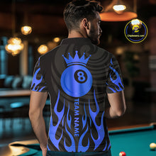 Load image into Gallery viewer, Custom Crown 8 Ball Billiard Shirt For Men, Black And Blue Pool Team Jersey Polo &amp; Quarter Zip TDM5459