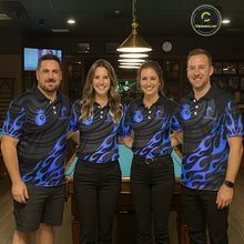 Load image into Gallery viewer, Custom Crown 8 Ball Billiard Shirt For Women, Black And Blue Pool Team Jersey Polo &amp; Quarter Zip TDM5459