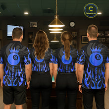 Load image into Gallery viewer, Custom Crown 8 Ball Billiard Shirt For Women, Black And Blue Pool Team Jersey Polo &amp; Quarter Zip TDM5459