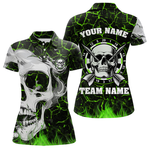 Personalized Green Glowing Fire Crack Skull Dart Shirt Custom Dart Shirts For Women Dart Team Jersey TDM3418