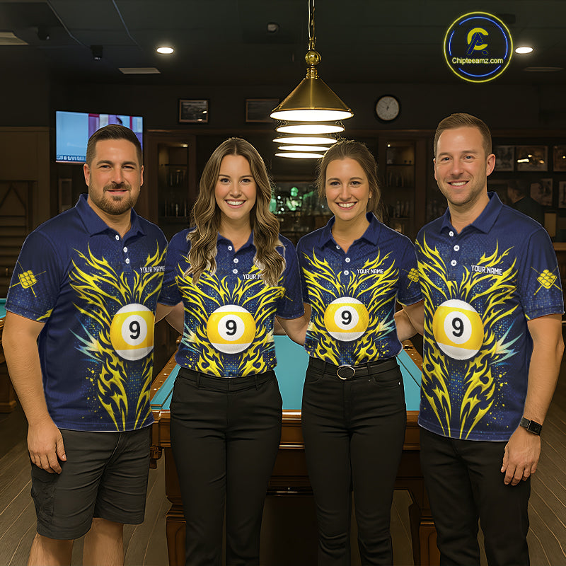 Personalized Tribal Flame 9 Ball Billiard Shirt For Women Custom 9 Ball Pool Team Jersey TDM5712
