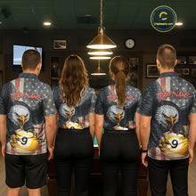 Load image into Gallery viewer, Personalized 8 Ball &amp; 9 Ball Vintage American Flag Eagle Billiard Shirt For Men, Pool Team Jersey TDM5720