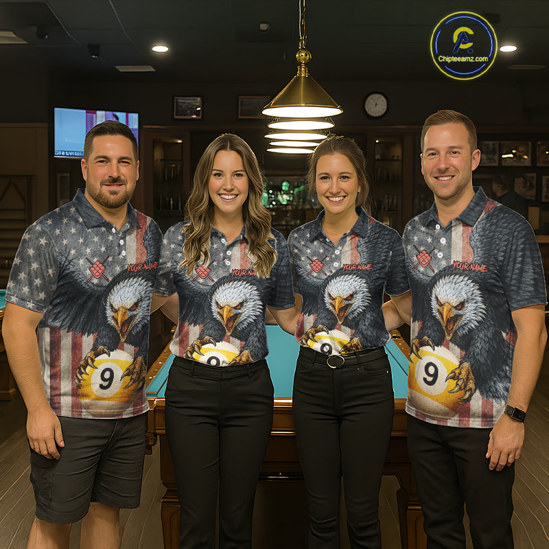 Personalized Vintage American Flag Eagle Billiard Shirt For Women, 9 Ball Pool Billiard Team Jerseys TDM5721
