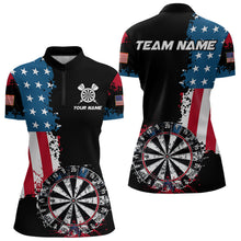 Load image into Gallery viewer, Personalized Grunge Dartboard American Flag Darts Shirts For Women, Patriotic Us Flag Dart Jerseys TDM3719